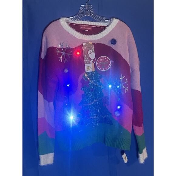 Blizzard Bay Women’s Size Large Ugly Christmas Sweater With Lights NWT - Picture 6 of 6
